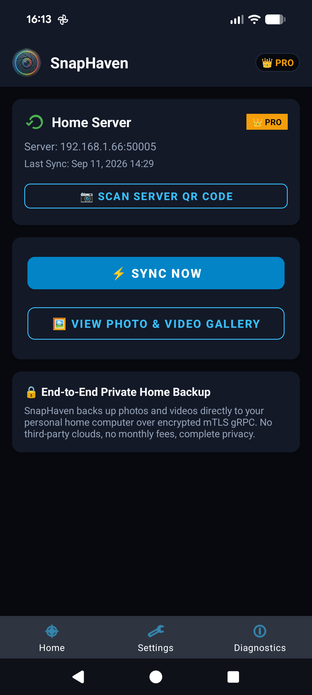 SnapHaven Android Home Screen